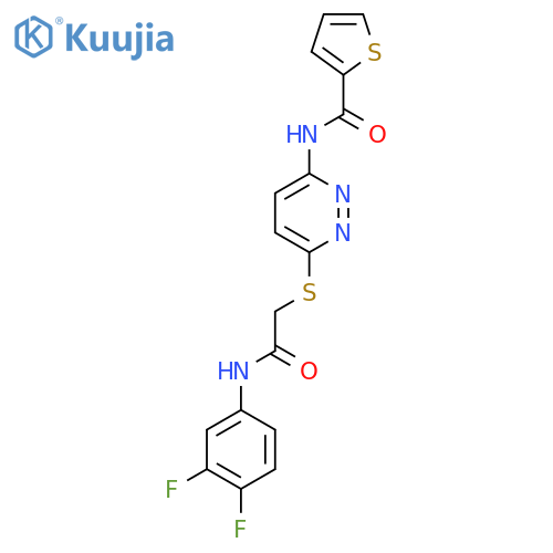 N-[6-({[(3,4-difluorophenyl)carbamoyl]methyl}sulfanyl)pyridazin-3-yl]thiophene-2-carboxamide structure
