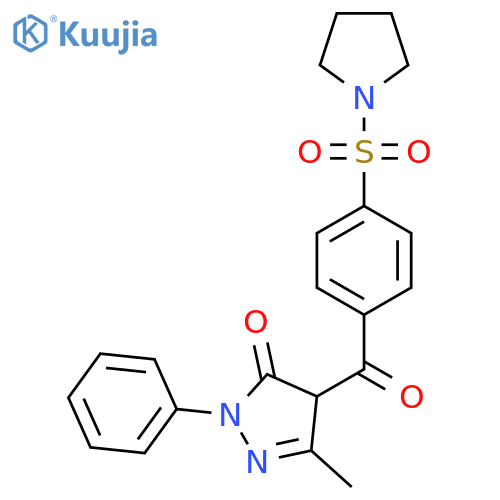 3-methyl-1-phenyl-4-[4-(pyrrolidine-1-sulfonyl)benzoyl]-4,5-dihydro-1H-pyrazol-5-one structure