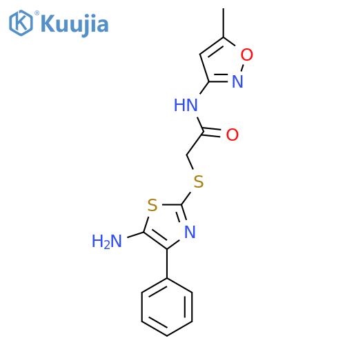 2-[(5-amino-4-phenyl-1,3-thiazol-2-yl)sulfanyl]-N-(5-methyl-1,2-oxazol-3-yl)acetamide structure