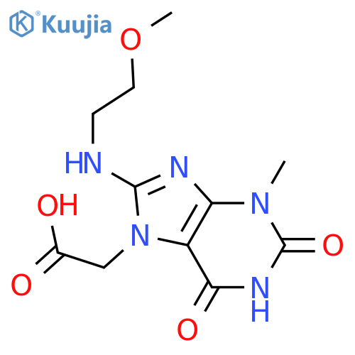 2-{8-[(2-methoxyethyl)amino]-3-methyl-2,6-dioxo-2,3,6,7-tetrahydro-1H-purin-7-yl}acetic acid structure