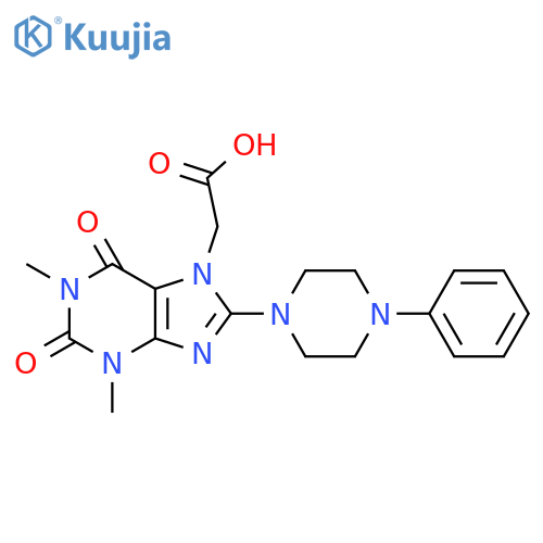 2-[1,3-dimethyl-2,6-dioxo-8-(4-phenylpiperazin-1-yl)-2,3,6,7-tetrahydro-1H-purin-7-yl]acetic acid structure