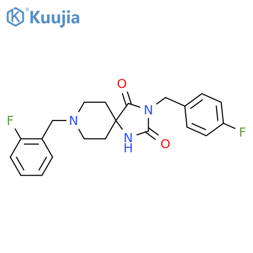 8-[(2-fluorophenyl)methyl]-3-[(4-fluorophenyl)methyl]-1,3,8-triazaspiro[4.5]decane-2,4-dione structure