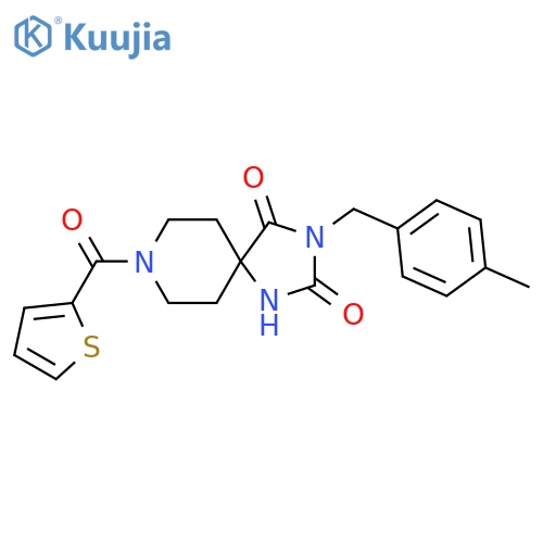 3-[(4-methylphenyl)methyl]-8-(thiophene-2-carbonyl)-1,3,8-triazaspiro[4.5]decane-2,4-dione structure