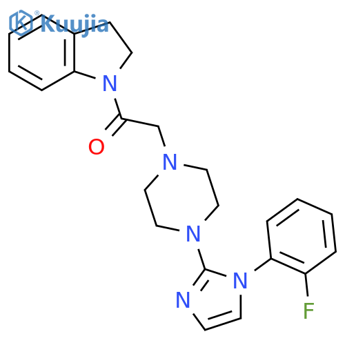 1-(2,3-dihydro-1H-indol-1-yl)-2-{4-[1-(2-fluorophenyl)-1H-imidazol-2-yl]piperazin-1-yl}ethan-1-one structure