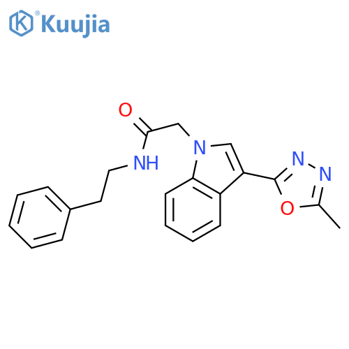 2-[3-(5-methyl-1,3,4-oxadiazol-2-yl)-1H-indol-1-yl]-N-(2-phenylethyl)acetamide structure