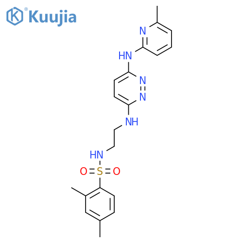 2,4-dimethyl-N-[2-({6-[(6-methylpyridin-2-yl)amino]pyridazin-3-yl}amino)ethyl]benzene-1-sulfonamide structure