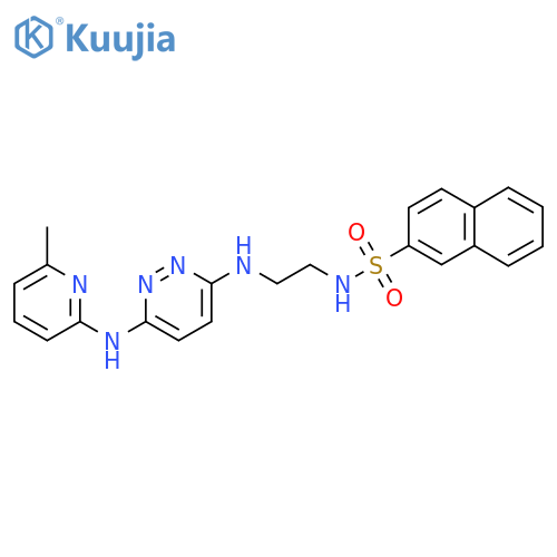 N-[2-({6-[(6-methylpyridin-2-yl)amino]pyridazin-3-yl}amino)ethyl]naphthalene-2-sulfonamide structure