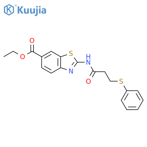 ethyl 2-[3-(phenylsulfanyl)propanamido]-1,3-benzothiazole-6-carboxylate structure