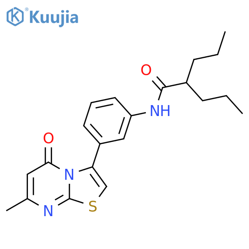 N-(3-{7-methyl-5-oxo-5H-[1,3]thiazolo[3,2-a]pyrimidin-3-yl}phenyl)-2-propylpentanamide structure