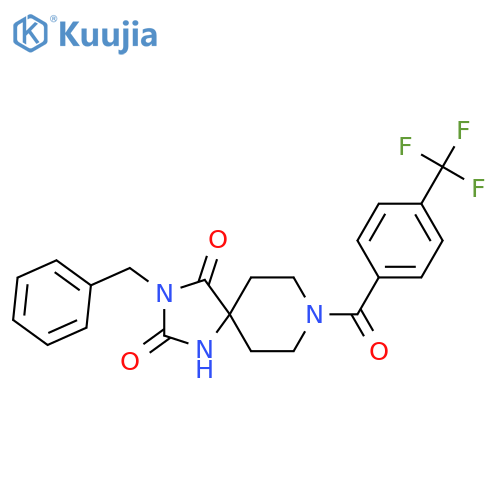 3-benzyl-8-[4-(trifluoromethyl)benzoyl]-1,3,8-triazaspiro[4.5]decane-2,4-dione structure