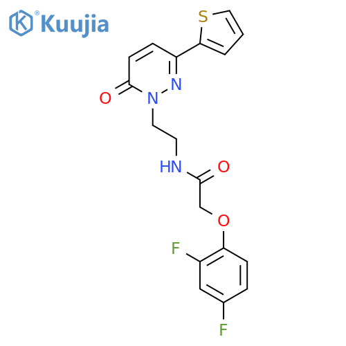 2-(2,4-difluorophenoxy)-N-{2-[6-oxo-3-(thiophen-2-yl)-1,6-dihydropyridazin-1-yl]ethyl}acetamide structure