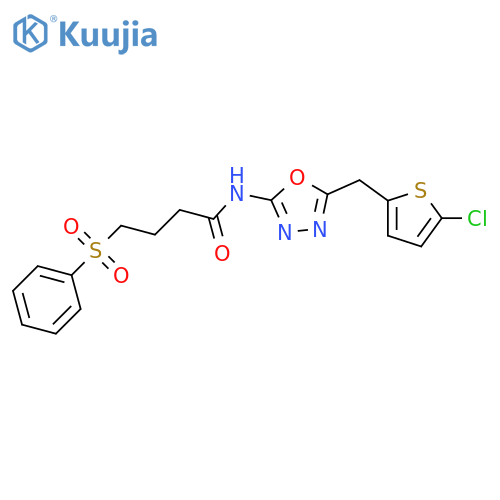 4-(benzenesulfonyl)-N-{5-[(5-chlorothiophen-2-yl)methyl]-1,3,4-oxadiazol-2-yl}butanamide structure