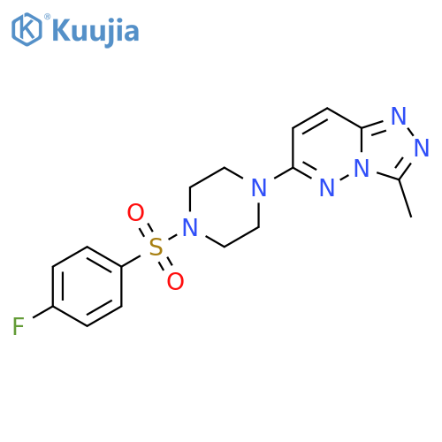 1-(4-fluorobenzenesulfonyl)-4-{3-methyl-[1,2,4]triazolo[4,3-b]pyridazin-6-yl}piperazine structure