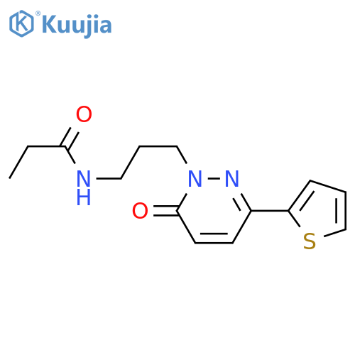 N-{3-[6-oxo-3-(thiophen-2-yl)-1,6-dihydropyridazin-1-yl]propyl}propanamide structure