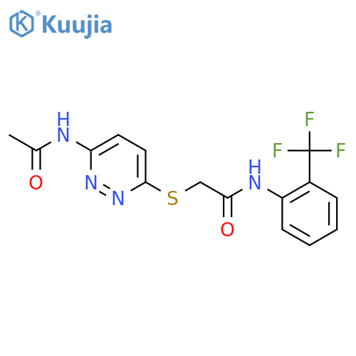 2-[(6-acetamidopyridazin-3-yl)sulfanyl]-N-[2-(trifluoromethyl)phenyl]acetamide structure