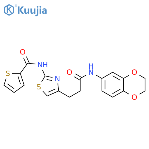 N-(4-{2-[(2,3-dihydro-1,4-benzodioxin-6-yl)carbamoyl]ethyl}-1,3-thiazol-2-yl)thiophene-2-carboxamide structure