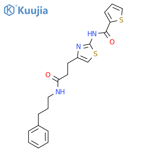 N-(4-{2-[(3-phenylpropyl)carbamoyl]ethyl}-1,3-thiazol-2-yl)thiophene-2-carboxamide structure