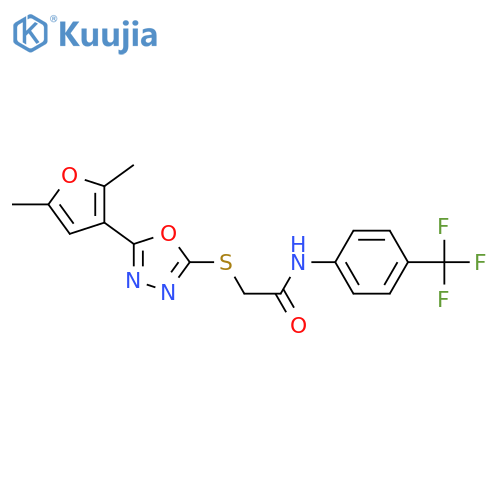 2-{[5-(2,5-dimethylfuran-3-yl)-1,3,4-oxadiazol-2-yl]sulfanyl}-N-[4-(trifluoromethyl)phenyl]acetamide structure