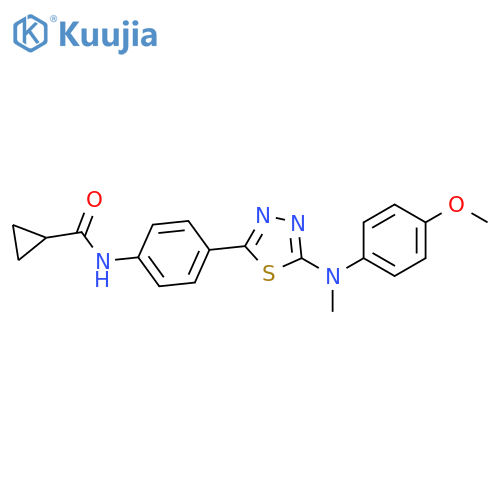 N-(4-{5-[(4-methoxyphenyl)(methyl)amino]-1,3,4-thiadiazol-2-yl}phenyl)cyclopropanecarboxamide structure