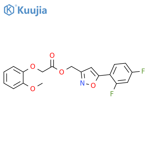[5-(2,4-difluorophenyl)-1,2-oxazol-3-yl]methyl 2-(2-methoxyphenoxy)acetate structure