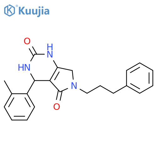 4-(2-methylphenyl)-6-(3-phenylpropyl)-1H,2H,3H,4H,5H,6H,7H-pyrrolo[3,4-d]pyrimidine-2,5-dione structure