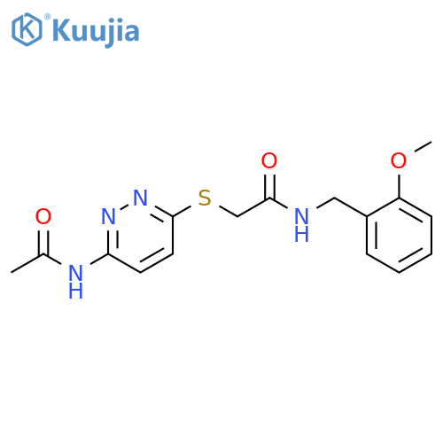 2-[(6-acetamidopyridazin-3-yl)sulfanyl]-N-[(2-methoxyphenyl)methyl]acetamide structure