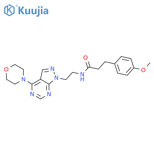 3-(4-methoxyphenyl)-N-{2-[4-(morpholin-4-yl)-1H-pyrazolo[3,4-d]pyrimidin-1-yl]ethyl}propanamide structure