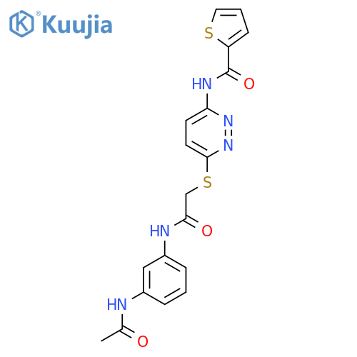 N-[6-({[(3-acetamidophenyl)carbamoyl]methyl}sulfanyl)pyridazin-3-yl]thiophene-2-carboxamide structure