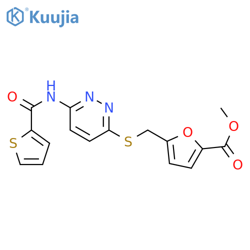 methyl 5-({[6-(thiophene-2-amido)pyridazin-3-yl]sulfanyl}methyl)furan-2-carboxylate structure