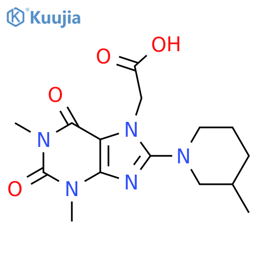 2-[1,3-dimethyl-8-(3-methylpiperidin-1-yl)-2,6-dioxo-2,3,6,7-tetrahydro-1H-purin-7-yl]acetic acid structure