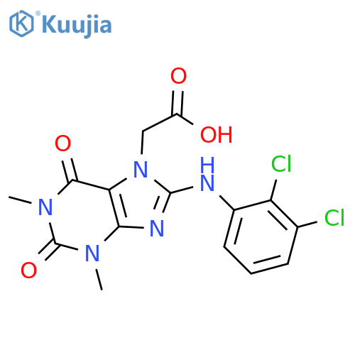2-{8-[(2,3-dichlorophenyl)amino]-1,3-dimethyl-2,6-dioxo-2,3,6,7-tetrahydro-1H-purin-7-yl}acetic acid structure