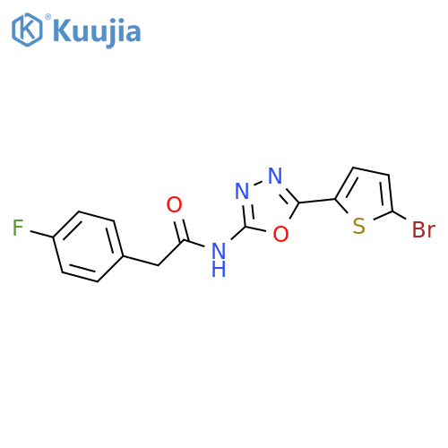 N-[5-(5-bromothiophen-2-yl)-1,3,4-oxadiazol-2-yl]-2-(4-fluorophenyl)acetamide structure