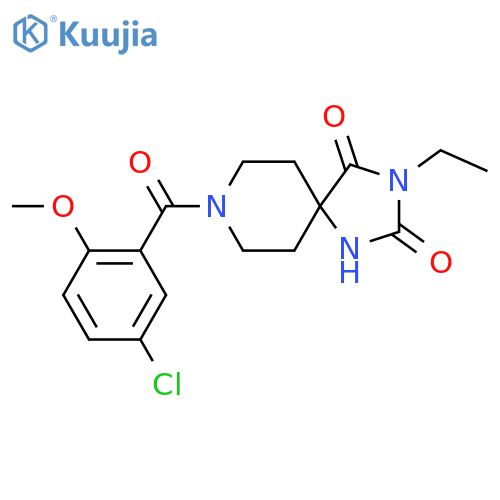 8-(5-chloro-2-methoxybenzoyl)-3-ethyl-1,3,8-triazaspiro[4.5]decane-2,4-dione structure