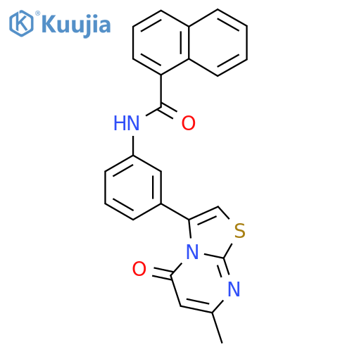 N-(3-{7-methyl-5-oxo-5H-[1,3]thiazolo[3,2-a]pyrimidin-3-yl}phenyl)naphthalene-1-carboxamide structure