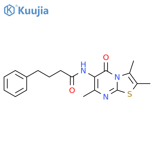 4-phenyl-N-{2,3,7-trimethyl-5-oxo-5H-[1,3]thiazolo[3,2-a]pyrimidin-6-yl}butanamide structure