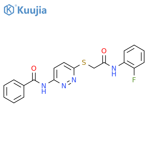 N-[6-({[(2-fluorophenyl)carbamoyl]methyl}sulfanyl)pyridazin-3-yl]benzamide structure