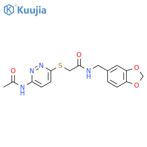 N-[(2H-1,3-benzodioxol-5-yl)methyl]-2-[(6-acetamidopyridazin-3-yl)sulfanyl]acetamide structure