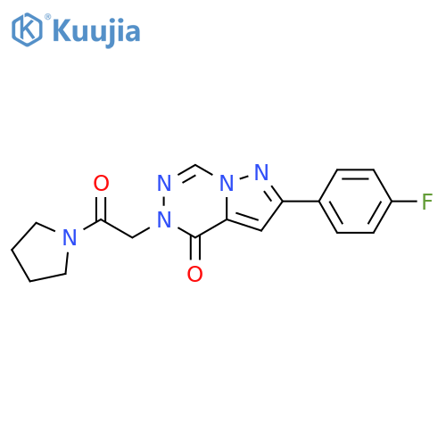2-(4-fluorophenyl)-5-[2-oxo-2-(pyrrolidin-1-yl)ethyl]-4H,5H-pyrazolo[1,5-d][1,2,4]triazin-4-one structure