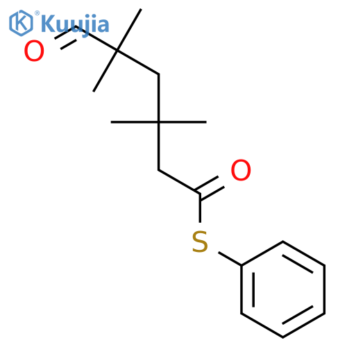 Hexanethioic acid, 3,3,5,5-tetramethyl-6-oxo-, S-phenyl ester structure
