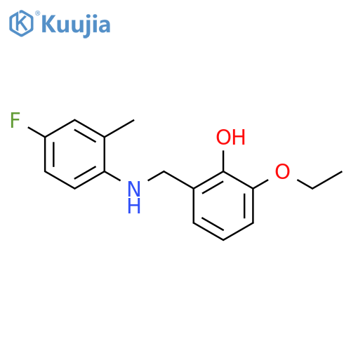 2-ethoxy-6-{[(4-fluoro-2-methylphenyl)amino]methyl}phenol structure