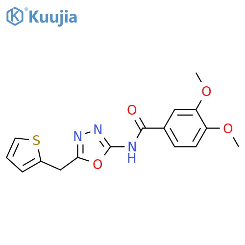 3,4-dimethoxy-N-{5-[(thiophen-2-yl)methyl]-1,3,4-oxadiazol-2-yl}benzamide structure