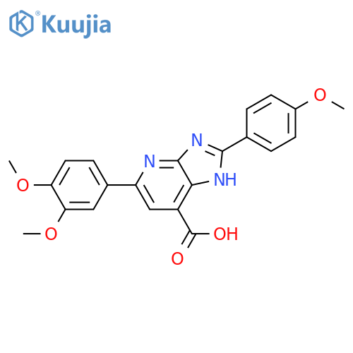5-(3,4-dimethoxyphenyl)-2-(4-methoxyphenyl)-3H-imidazo[4,5-b]pyridine-7-carboxylic acid structure