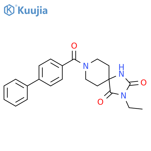8-{[1,1'-biphenyl]-4-carbonyl}-3-ethyl-1,3,8-triazaspiro[4.5]decane-2,4-dione structure