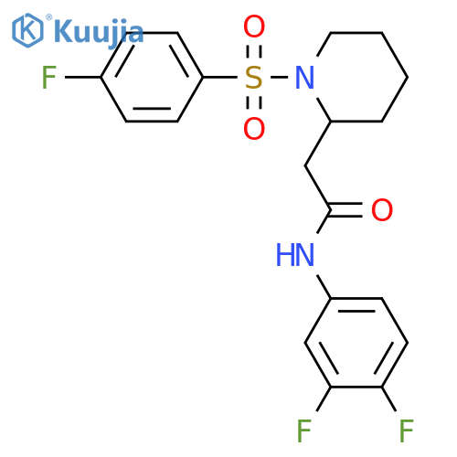 N-(3,4-difluorophenyl)-2-[1-(4-fluorobenzenesulfonyl)piperidin-2-yl]acetamide structure