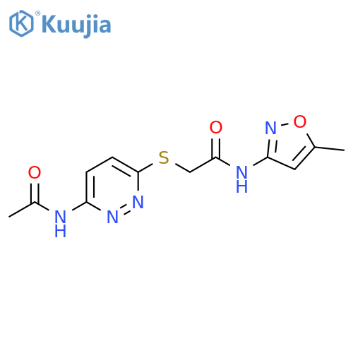 2-[(6-acetamidopyridazin-3-yl)sulfanyl]-N-(5-methyl-1,2-oxazol-3-yl)acetamide structure