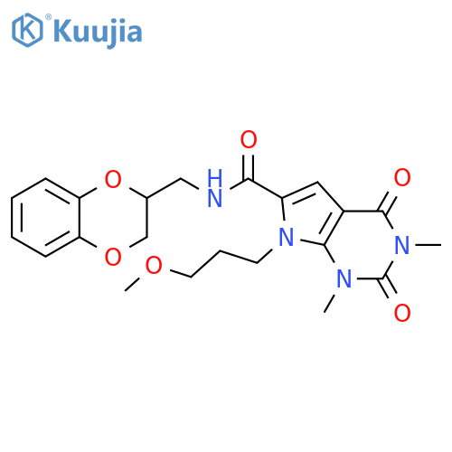 N-[(2,3-dihydro-1,4-benzodioxin-2-yl)methyl]-7-(3-methoxypropyl)-1,3-dimethyl-2,4-dioxo-1H,2H,3H,4H,7H-pyrrolo[2,3-d]pyrimidine-6-carboxamide structure