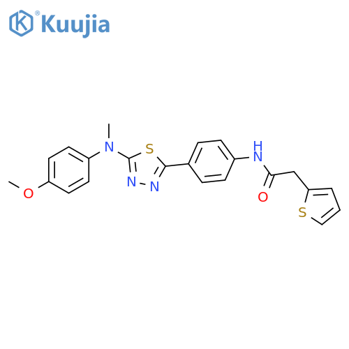 N-(4-{5-[(4-methoxyphenyl)(methyl)amino]-1,3,4-thiadiazol-2-yl}phenyl)-2-(thiophen-2-yl)acetamide structure