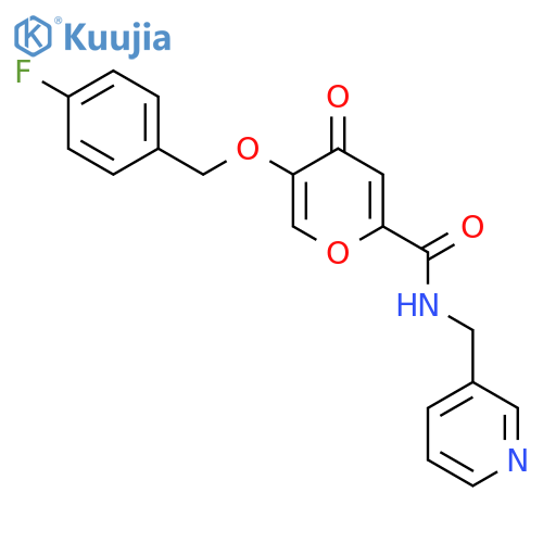 5-[(4-fluorophenyl)methoxy]-4-oxo-N-[(pyridin-3-yl)methyl]-4H-pyran-2-carboxamide structure