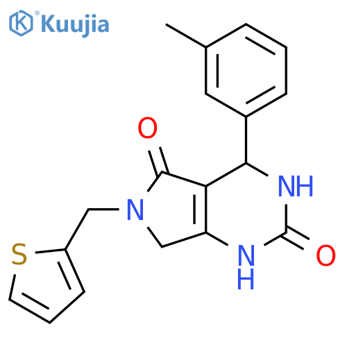 4-(3-methylphenyl)-6-[(thiophen-2-yl)methyl]-1H,2H,3H,4H,5H,6H,7H-pyrrolo[3,4-d]pyrimidine-2,5-dione structure