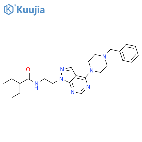 N-{2-[4-(4-benzylpiperazin-1-yl)-1H-pyrazolo[3,4-d]pyrimidin-1-yl]ethyl}-2-ethylbutanamide structure